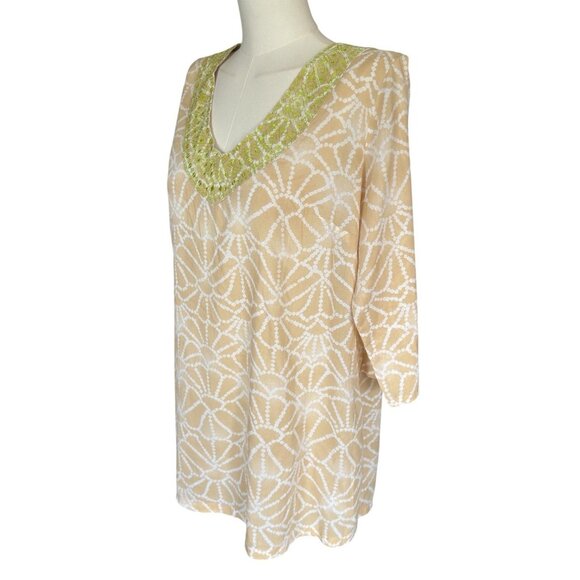 Calypso St. Barth for Target Embroidered V-Neck 3/4 Sleeve Pullover Tunic Top XL - Picture 2 of 9